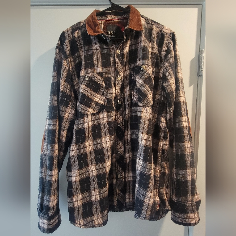Men's Thick Flannel Button-Up Shirt Size Large
